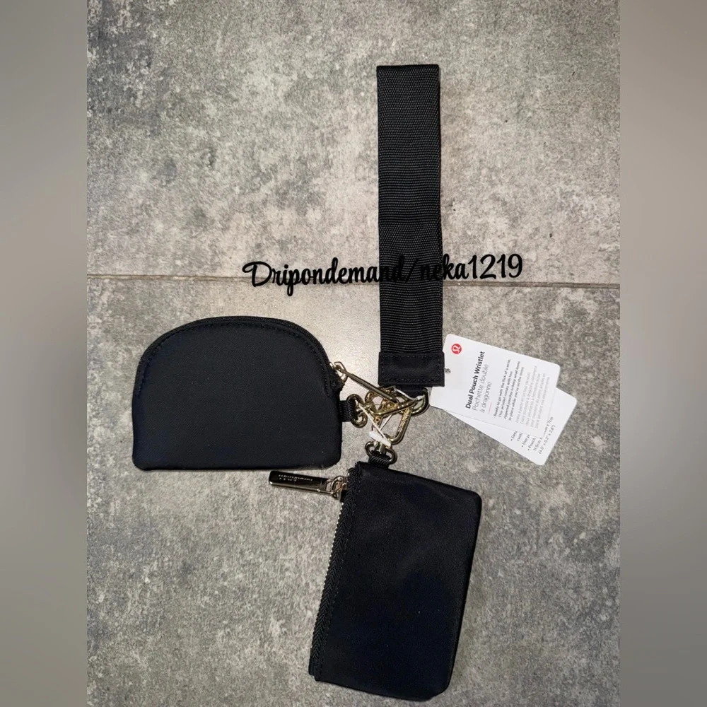 Lululemon Dual Pouch Wristlet- Black/Gold